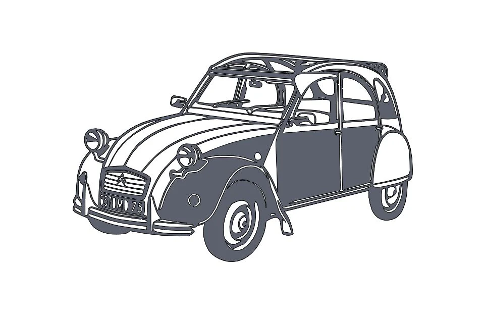 Plaque murale Voiture 2 chevaux – Image 2