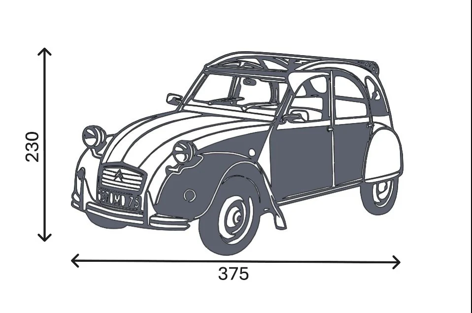 Plaque murale Voiture 2 chevaux – Image 3