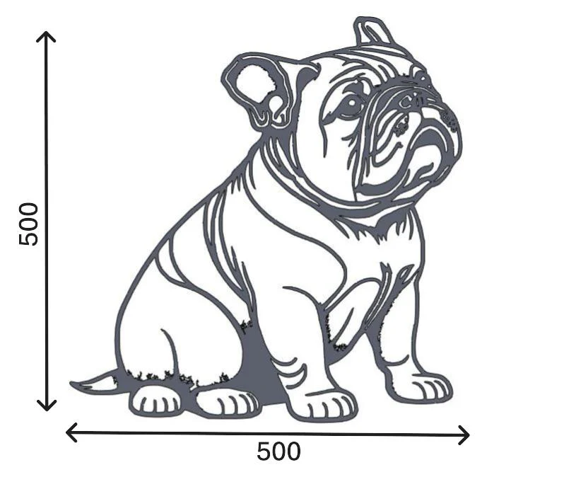 Plaque murale Bouledogue 500 x 500 – Image 2